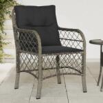 vidaXL 2 db szürke polyrattan kerti szék párnával (365155)