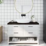 vidaXL sötétbarna kezelt tömör fa fürdőszobai pult 120x50x(2-6) cm (3156238)