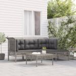 vidaXL 5 részes szürke polyrattan kerti ülőgarnitúra párnákkal (3187502)