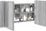 vidaXL szürke sonoma akril LED-es tükrös fürdőszobaszekrény 80x12x45cm (834952)