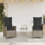 vidaXL 2 db szürke polyrattan dönthető kerti szék párnákkal (365267)