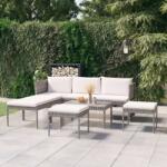 vidaXL 6-részes szürke polyrattan kerti bútorszett párnákkal (313340)