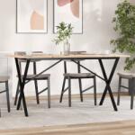 vidaXL tömör fenyőfa és acél étkezőasztal X-vázzal 140x80x75 cm (3282698)