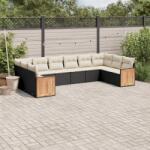 vidaXL 10 részes fekete polyrattan kerti ülőgarnitúra párnákkal (3260404)