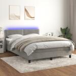 vidaXL világosszürke bársony rugós és LED-es ágy matraccal 140x200 cm (3134345)