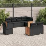 vidaXL 8 részes fekete polyrattan kerti ülőgarnitúra párnákkal (3227840)