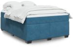 vidaXL sötétkék bársony rugós ágy matraccal 140x190 cm (3285285)
