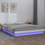 vidaXL fehér tömör fa ágykeret LED-világítással 140 x 200 cm (819973)