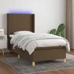 vidaXL barna szövet rugós és LED-es ágy matraccal 100x200 cm (3138696)