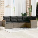 vidaXL 5 részes szürke polyrattan kerti ülőgarnitúra párnákkal (3258350)