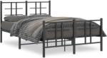 vidaXL fekete fém ágykeret fej- és lábtámlával 120 x 190 cm (355576)