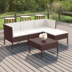 vidaXL 5 részes barna polyrattan kerti ülőgarnitúra párnákkal (3094375)