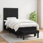 vidaXL fekete szövet rugós ágy matraccal 90x200 cm (3136567)