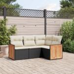 vidaXL 4 részes fekete polyrattan kerti ülőgarnitúra párnákkal (3227610)