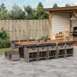 vidaXL 15 részes szürke polyrattan kerti étkezőgarnitúra párnákkal (3277945)