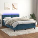 vidaXL sötétkék bársony rugós és LED-es ágy matraccal 140x200 cm (3134469)