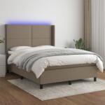vidaXL tópszínű szövet rugós és LED-es ágy matraccal 140x200 cm (3138241)