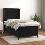 vidaXL fekete bársony rugós ágy matraccal 80 x 200 cm (3129179)