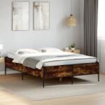 vidaXL füstös tölgy színű szerelt fa és fém ágykeret 140x190 cm (3279809)