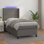 vidaXL szürke műbőr rugós ágy matraccal és LED-del 90x190 cm (3139299)