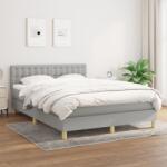 vidaXL világosszürke szövet rugós ágy matraccal 140 x 190 cm (3140929)
