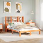 vidaXL barna tömör fenyőfa könyvespolcos ágy matrac nélkül 135 x 190cm (3322575)