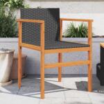 vidaXL 2 db fekete polyrattan és tömör fa kerti szék (368708)