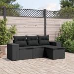 vidaXL 4 részes fekete polyrattan kerti ülőgarnitúra párnákkal (3254802)