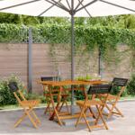vidaXL 4 db fekete polyrattan és tömör fa összecsukható kerti szék (3214592)