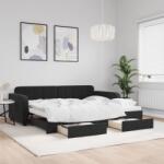 vidaXL fekete kihúzható bársony heverő fiókkal 90 x 200 cm (3196981)