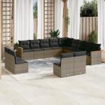 vidaXL 13 részes szürke polyrattan kerti ülőgarnitúra párnákkal (3258889) - vidaxl