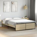 vidaXL sonoma tölgyszínű szerelt fa és fém ágykeret 120 x 200 cm (3279893)