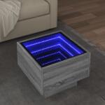 vidaXL szürke sonoma színű szerelt fa kisasztal LED-del 40x40x30 cm (847502)