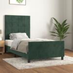 vidaXL sötétzöld bársony ágykeret matrac nélkül 90x190 cm (3125730)