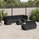 vidaXL 10 részes fekete polyrattan kerti ülőgarnitúra párnákkal (3254162)