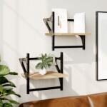 vidaXL 2 db sonoma tölgy színű fali polc rúddal 30 x 25 x 30 cm (836234) - vidaxl