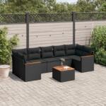 vidaXL 8 részes fekete polyrattan kerti ülőgarnitúra párnákkal (3258212)