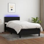vidaXL fekete szövet rugós és LED-es ágy matraccal 90x190 cm (3133039)