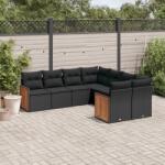 vidaXL 8 részes fekete polyrattan kerti ülőgarnitúra párnákkal (3228232)