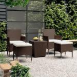 vidaXL 5 részes barna polyrattan és edzett üveg kerti bisztrószett (3058371)