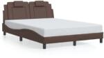 vidaXL barna műbőr ágykeret LED-világítással 140 x 200 cm (3214024) - vidaxl