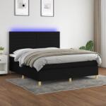 vidaXL fekete szövet rugós és LED-es ágy matraccal 160x200 cm (3135527)