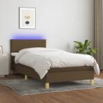 vidaXL barna szövet rugós és LED-es ágy matraccal 80 x 200 cm (3133512)