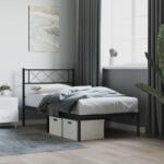 vidaXL fekete fém ágykeret fejtámlával 100 x 190 cm (372271)