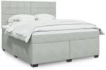 vidaXL világosszürke bársony rugós ágy matraccal 180x200 cm (3293278)