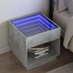 vidaXL betonszürke végtelen hatású LED-es éjjeliszekrény 50x50x50 cm (3284087)