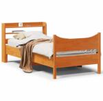 vidaXL viaszbarna tömör fenyőfa ágykeret fejtámlával 90 x 190 cm (3307067)