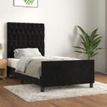 vidaXL fekete bársony ágykeret fejtámlával 90x200 cm (3125918)