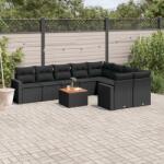 vidaXL 10 részes fekete polyrattan kerti ülőgarnitúra párnákkal (3256608)