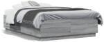 vidaXL szürke sonoma színű szerelt fa ágykeret LED-del 135 x 190 cm (3209651) - vidaxl